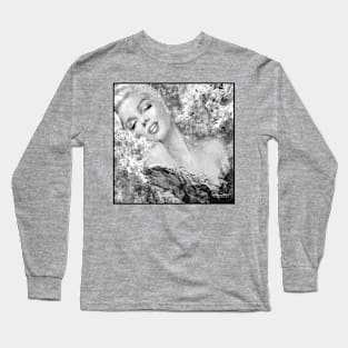 Marilyn Cherry Blossom BW Long Sleeve T-Shirt